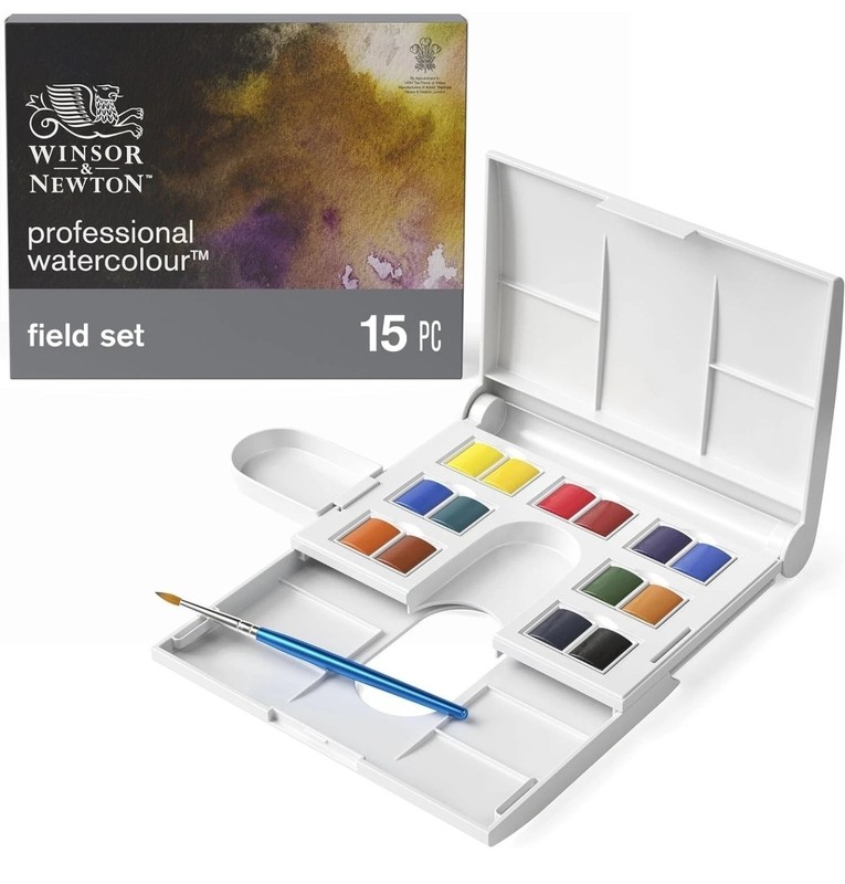 Winsor & Newton Professional Watercolour Paint Set ~ Field Set ~ 12 Half Pan NEW