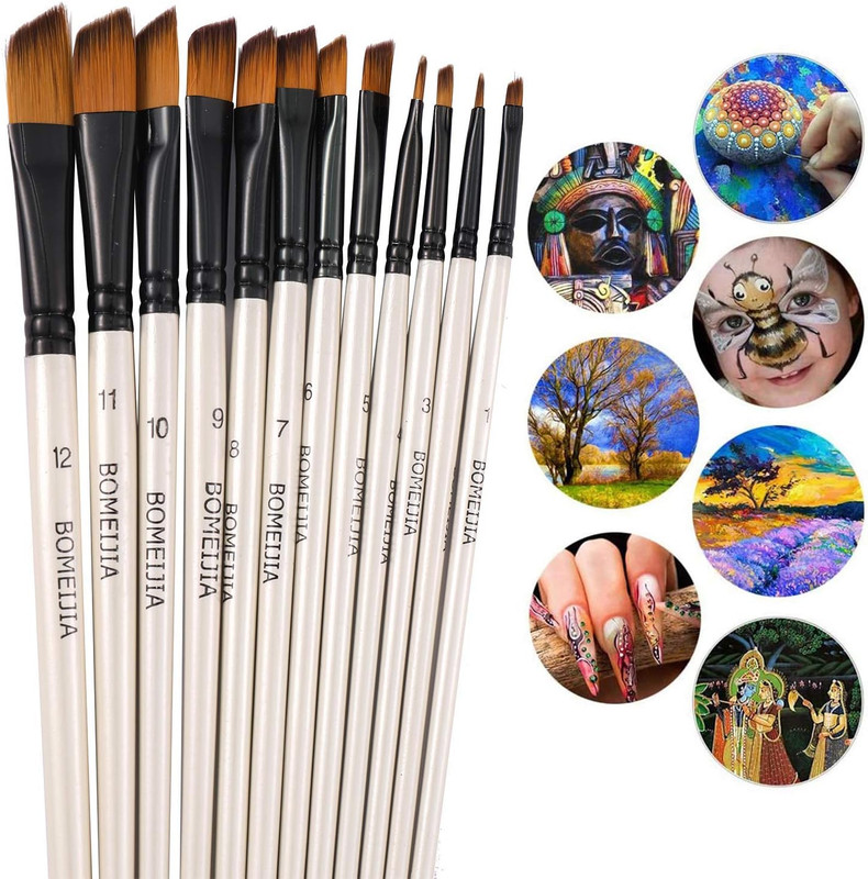 Angular Paint Brushes Nylon Hair Angled Watercolor Pait Brush Set for Acrylics W gallery