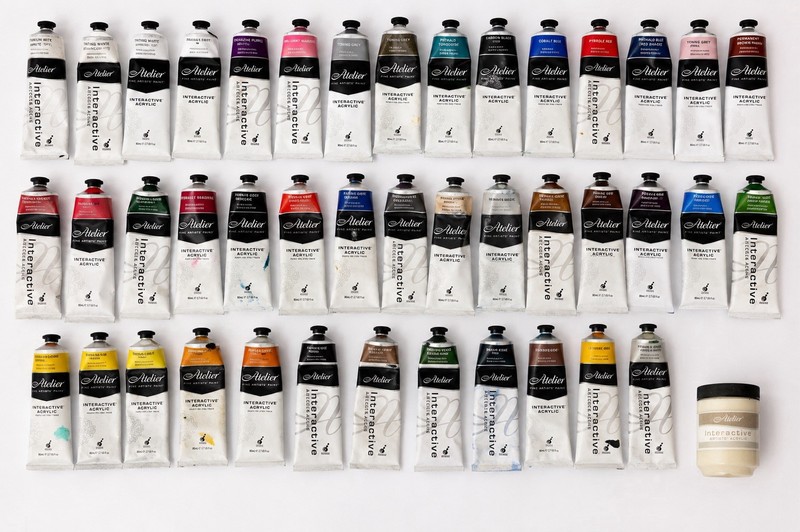 Large lot of genuine Atelier Interactive Acrylic artist paints by Chroma.