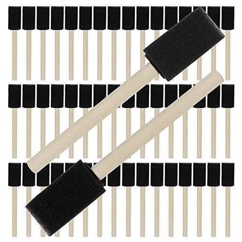 200 Pack 1 inch Foam Brush Sponge Wood Handle Paint Brush Assorted Colors