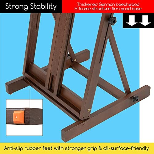 Heavy Duty H-Frame Studio Easel Stand, Large Adjustable Solid Beech Walnut gallery
