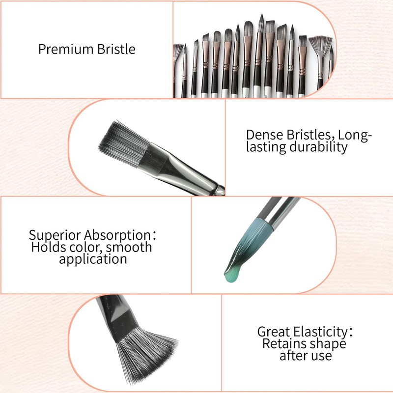 25pcs Paint Brush Set, Professional Artist Paint Brushes for Acrylic Painting... gallery