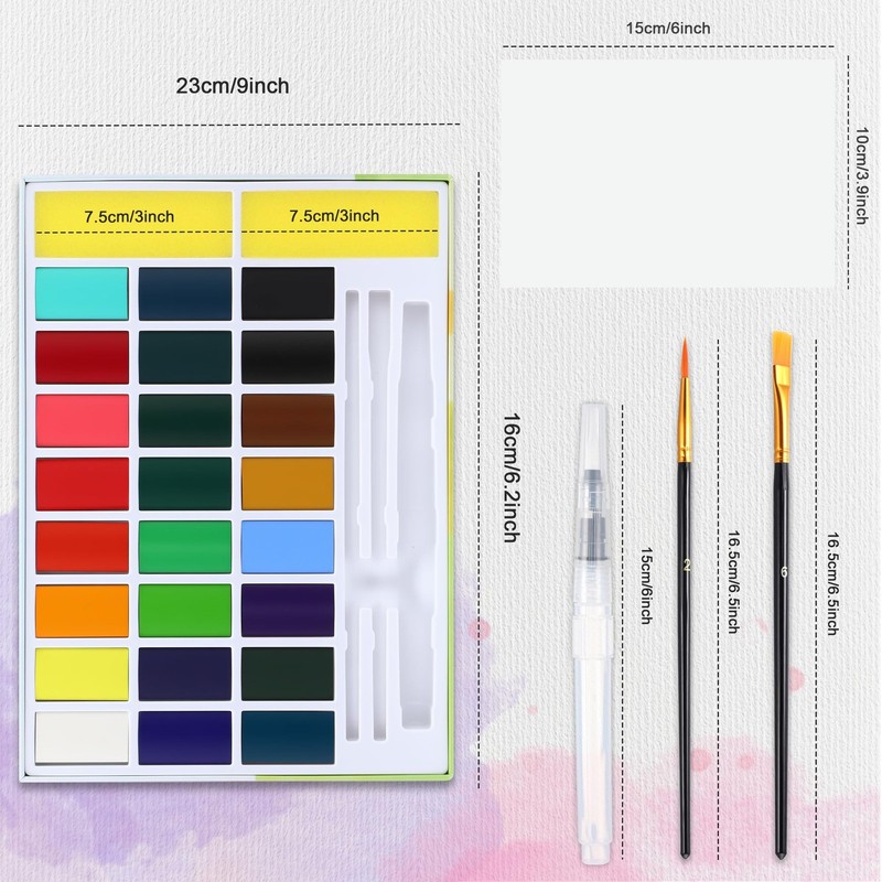 24 Colors Large Block Watercolor 1 Count (Pack of 24), Classic 24 gallery
