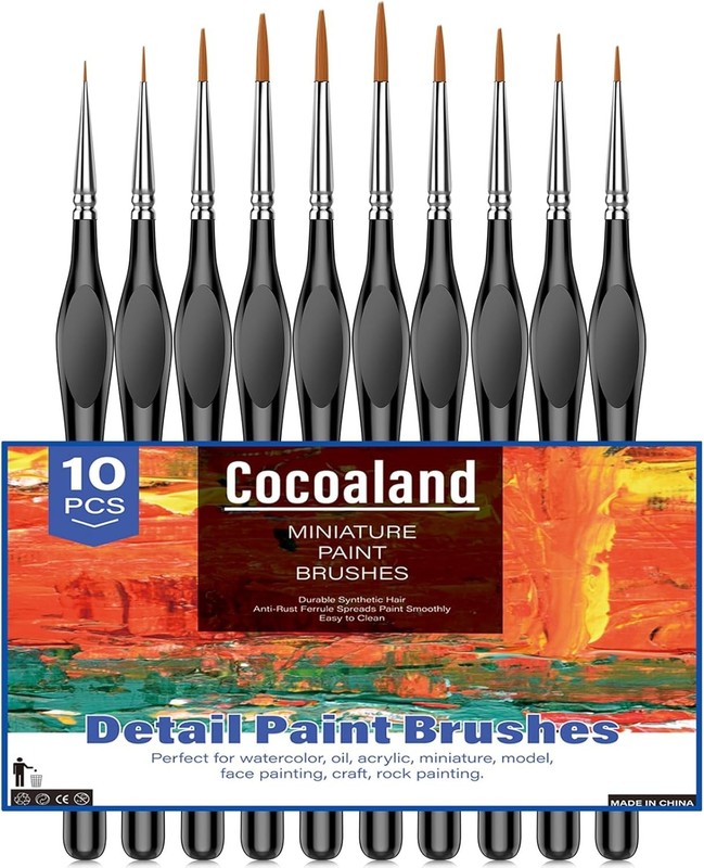 10Pcs Micro Paint Brushes Set with Triangular Handles - For Acrylic, Watercol... gallery