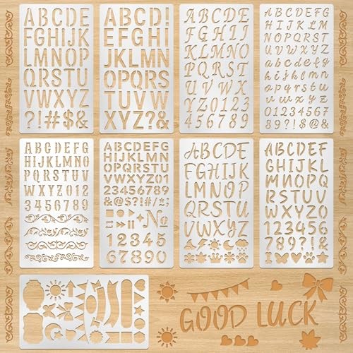 9Pcs Metal Letter Number Stencils,7×4 Inch Reusable Alphabet Symbol gallery