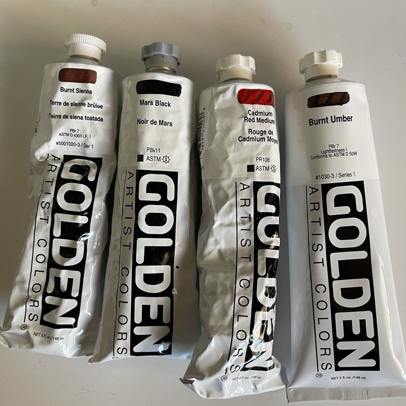 Golden Heavy-body Acrylic Paint Lot of (4)of 5 oz (148) Mil Tubes For Canvas