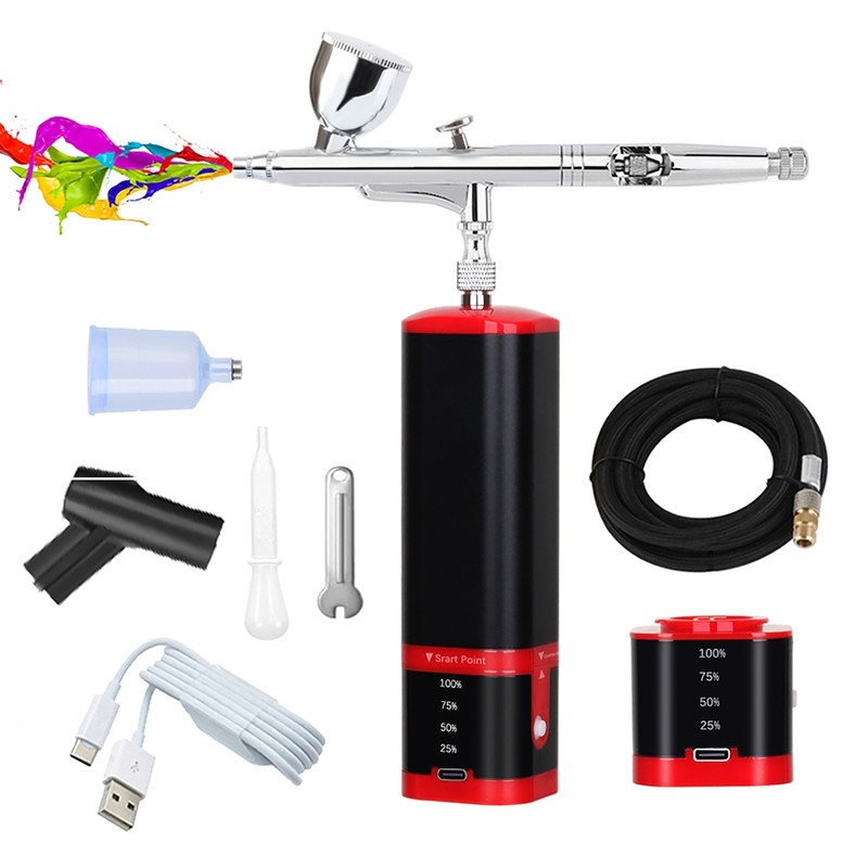 Airbrush kit,Comes with a handheld air pump, 0.3mm, with a workbench gallery