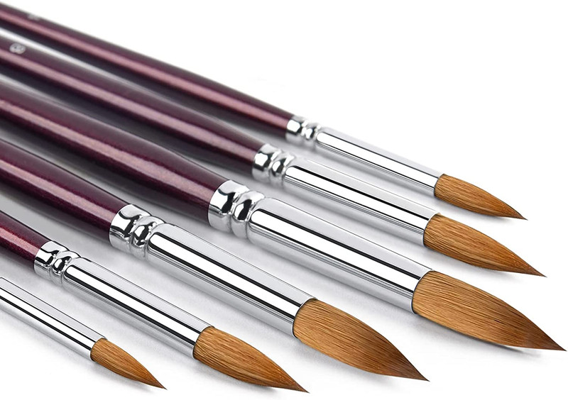 Kolinsky Sable Watercolor Art Painting Brush Round Red 6 Brushes Professional gallery