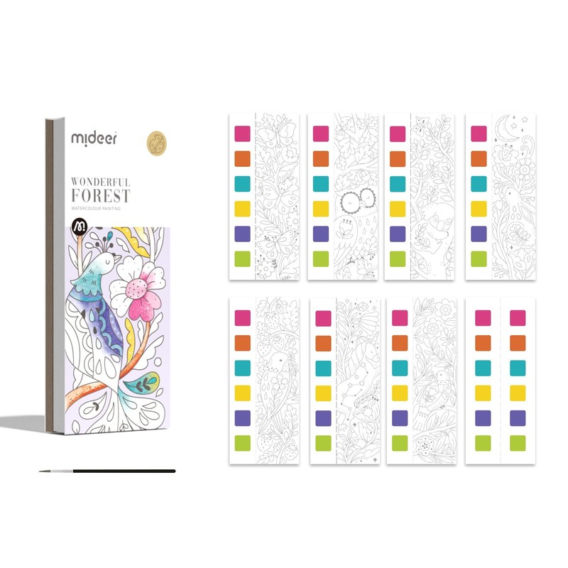 MiDeer Pocket Watercolor Painting Book 1 Count (Pack of 1), WONDERFUL FOREST