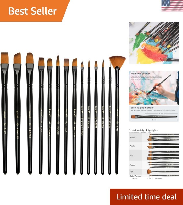 14-Piece Artist Paint Brush Set – Nylon Brushes for Acrylic & Watercolor