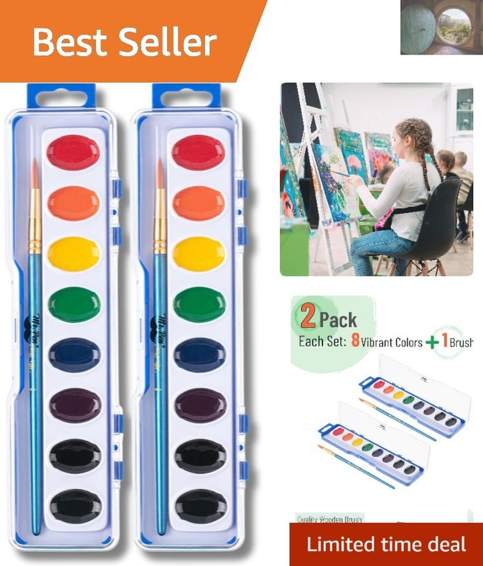 Non-Toxic Washable Watercolor Set – 16 Gorgeous Colors with Brush Included
