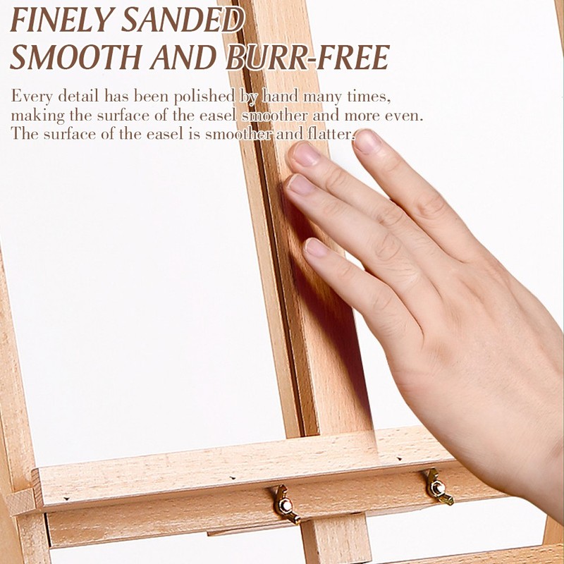 59 Inch Wood Studio Artist Easel Beech Wood Painting Art Easel Standing H-Frame gallery