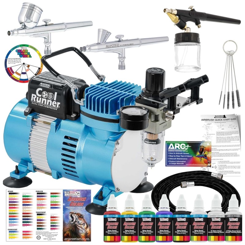 Professional Multi-Purpose Airbrush System with 3 Airbrushes