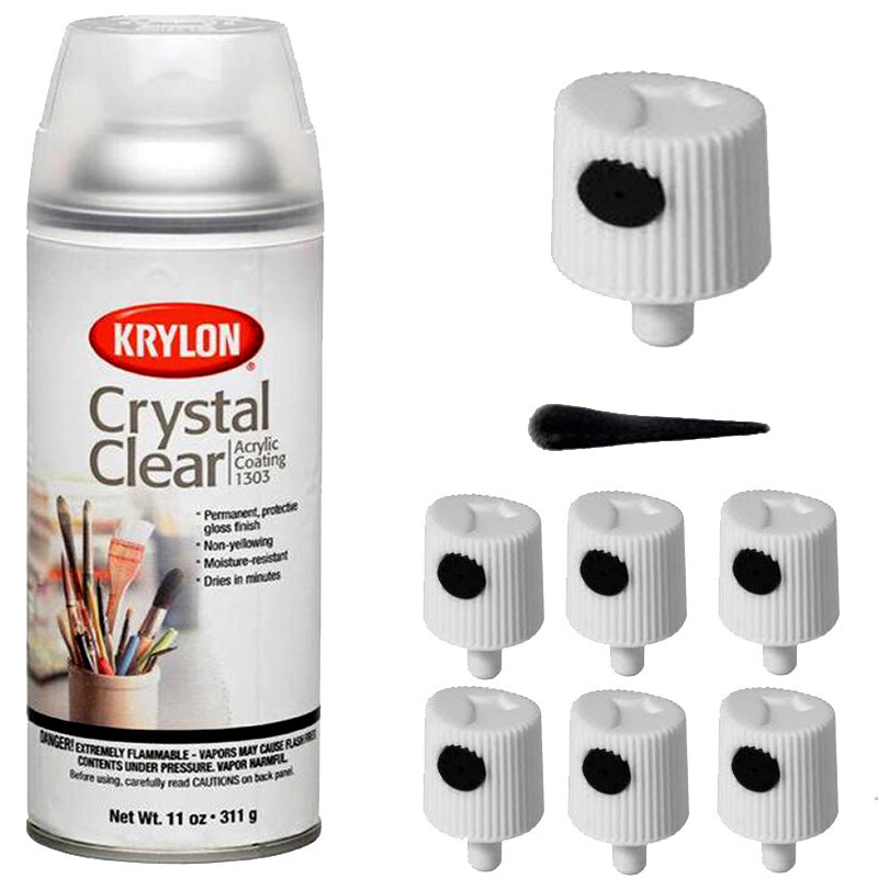 6 Spray NOZZLES for Krylon Crystal Clear Acrylic Paint Spray Can 11 oz