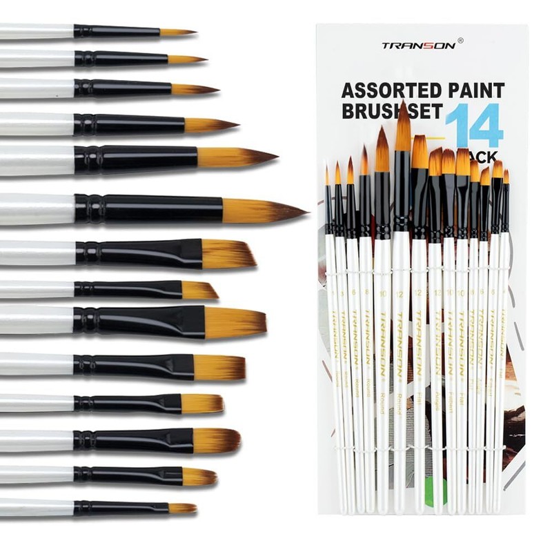 14 PCS Art Painting Brush Set for Acrylic Watercolor Oil & Gouache DIY