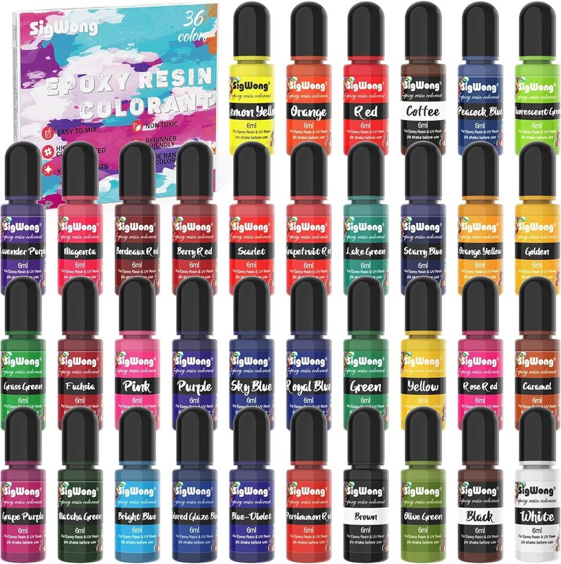 Epoxy Resin Pigment – 36 Color Liquid 0.34 Fl Oz (Pack of 24), 36 Colors-6ml