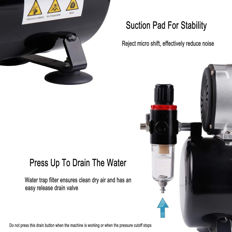 Timbertech Airbrush Compressor ABPST08 Oil Free 3L Tank gallery