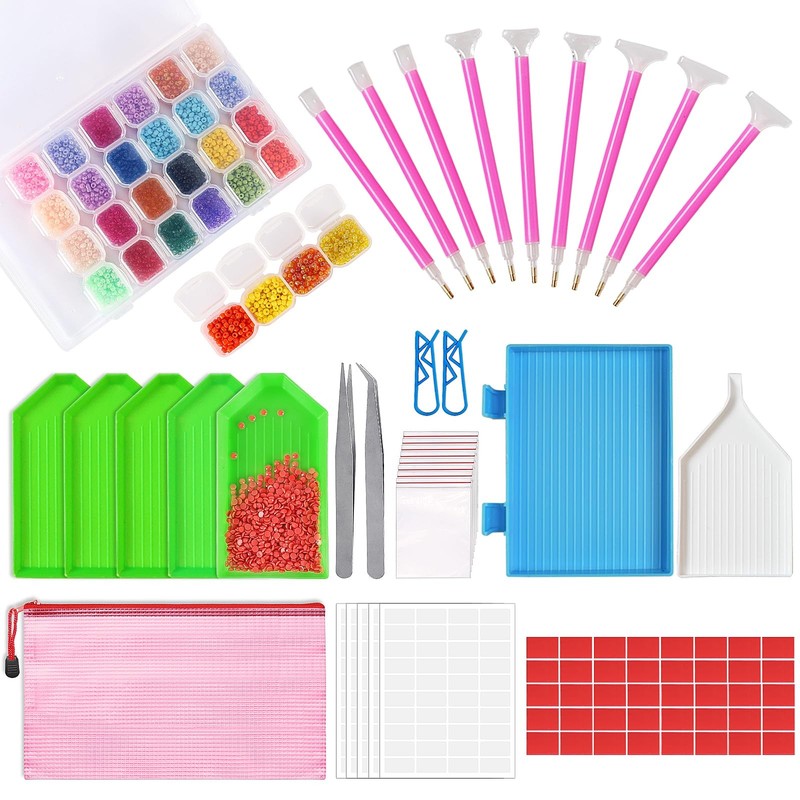 OUTUXED 117pcs 5D DIY Diamond 2.01 inches x 3.9 inches, Blue,Green,Pink,White