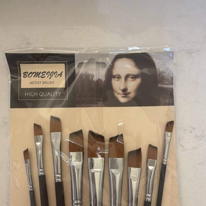 Bomeijia Angled Artist Brush Set Assorted Sizes - 9 Brushes gallery