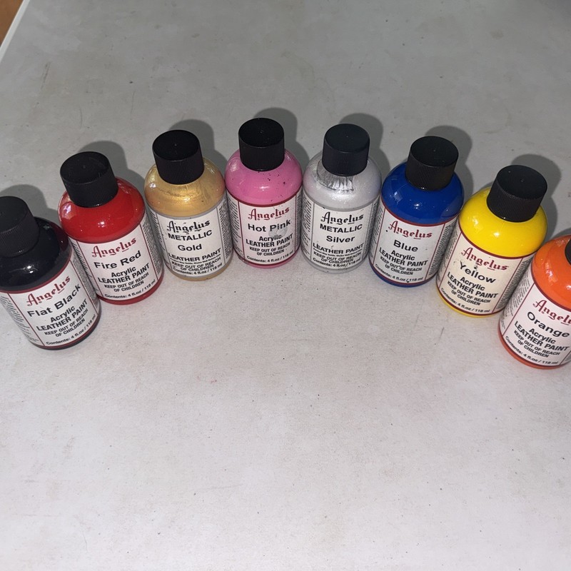 Angelus Acrylic Leather paint 4oz Lot Of 8 (all Mostly Full)