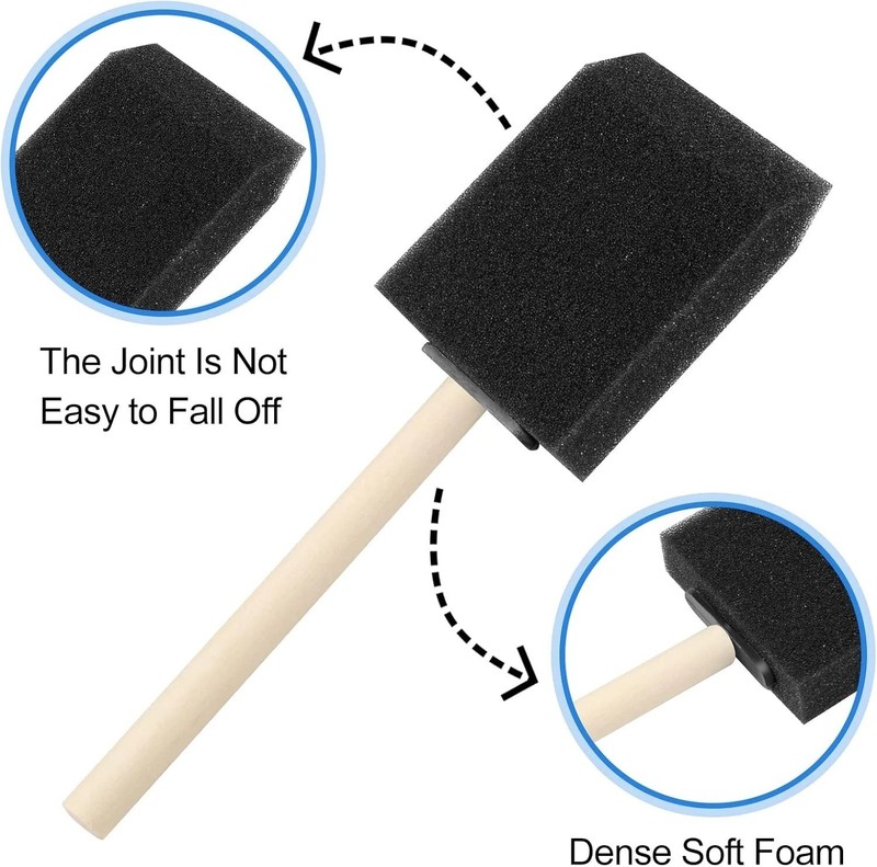 24-Piece Foam Paint Brush Set with Wooden Handles - Perfect for DIY Projects gallery