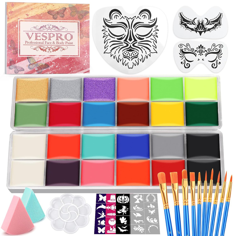 Face Painting Kit for Kids Party,22 Colors Face Paint Kit Includes Paint Tray,Sp