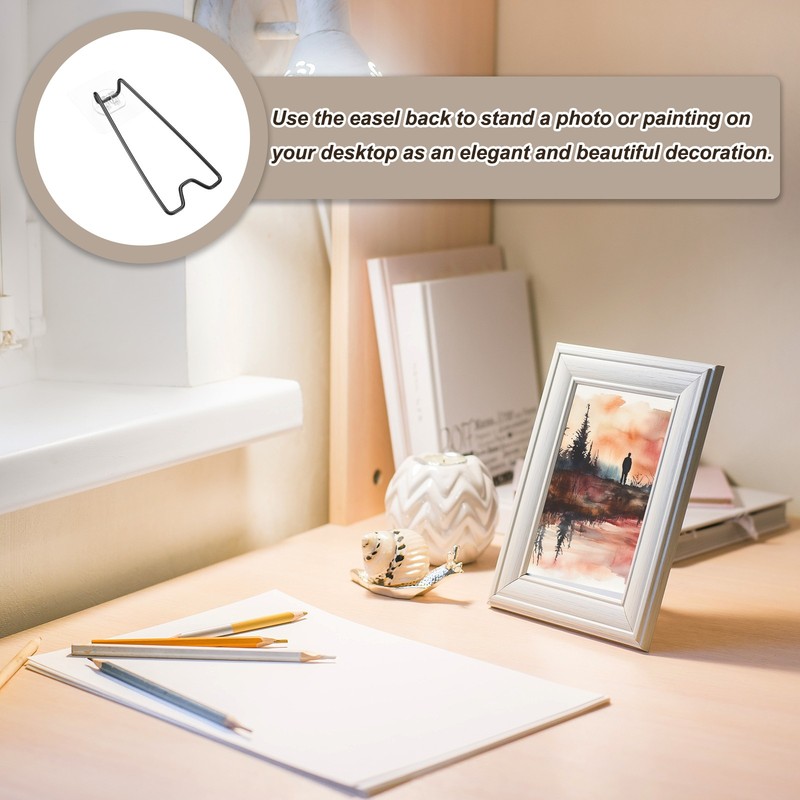 2Pcs 5.1" Adhesive Easel Back Metal Picture Frame Back Stand Black gallery