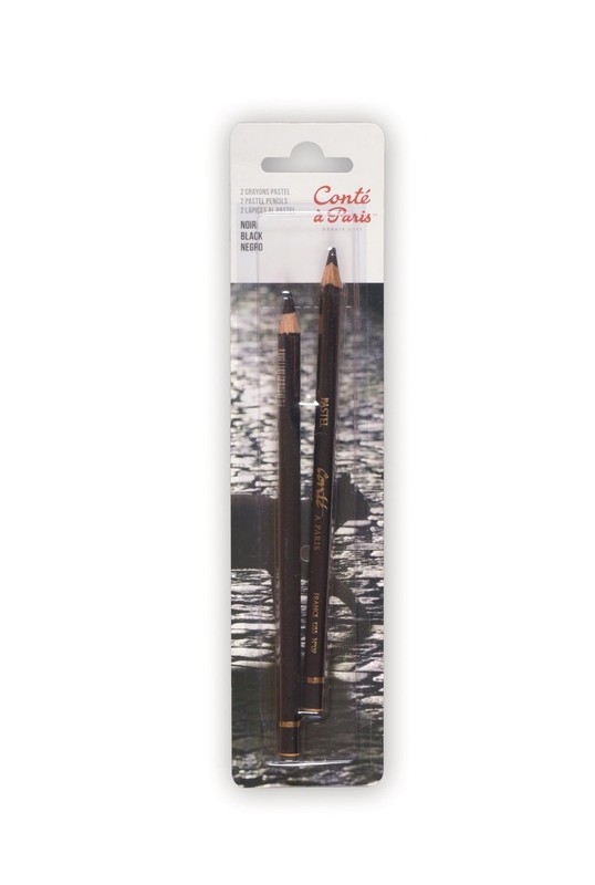 Conté à Paris 2 Count Pastel Pencils, Black 2 (Pack of 1),