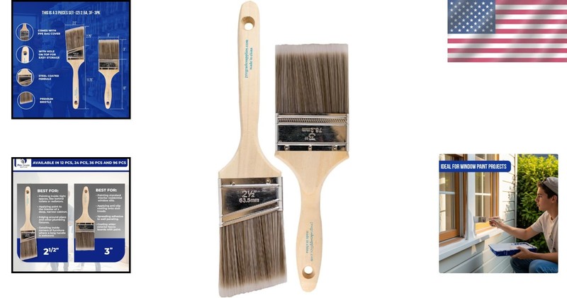 Versatile Paint Brushes Set - 3" Flat & 2.5" Angled for Perfect Finishes gallery