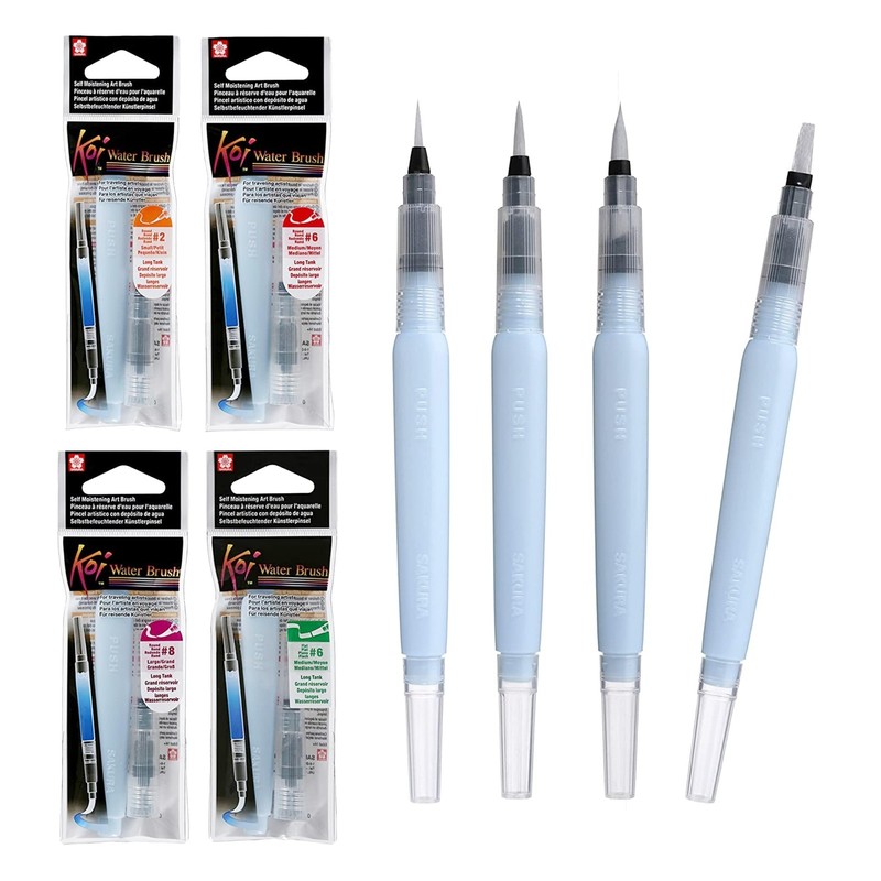 Sakura Koi Water Brush – Brush for Watercolor – 9 ml Tank – 4 Assorted Brush …