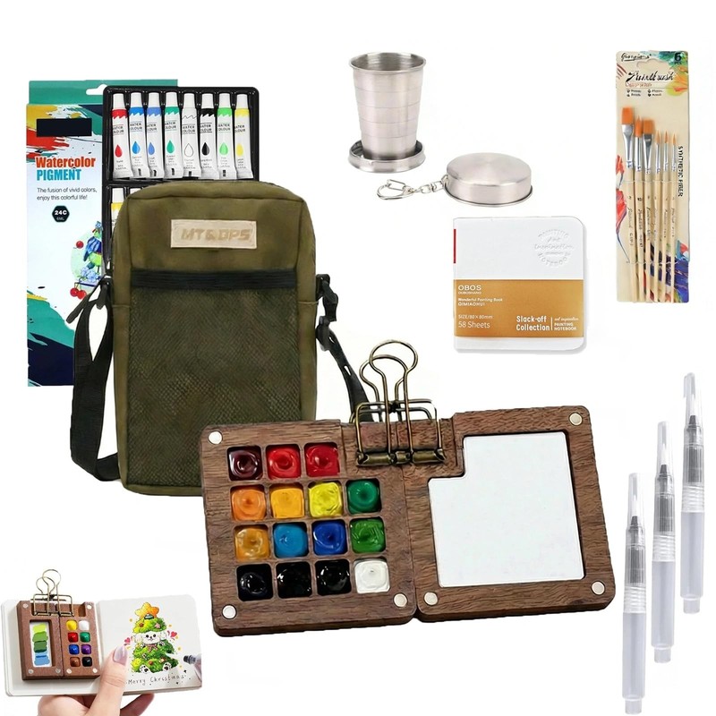 Mini Paint Set，Mini Travel 7pc Set，Pocket Set With Paint，Kit Bag, Brush, Sket…