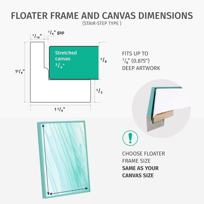 Floater Frame 16x20 for 3/4 0.75 inch Deep Canvas Paintings/Canvas Prints/Woo... gallery