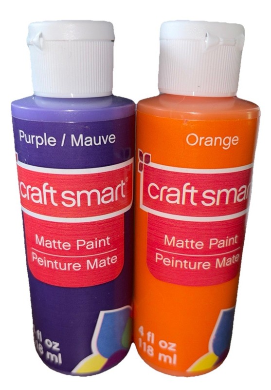 Lot Of 2 -4 oz. Acrylic Craft Paint, Satin Finish, Dark Orange & Grape 🎃🧙