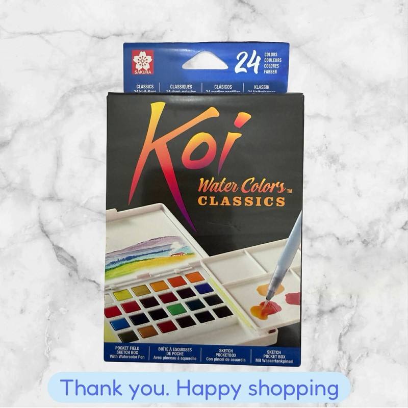 NEW Sakura KOI Water Colors Pocket Field Sketch Box 24 Colors Refillable Water