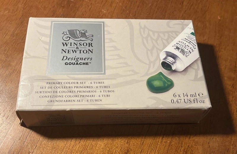 Winsor & Newton Designers’ Gouache Primary Color Paint Set – 6x14ml Tubes