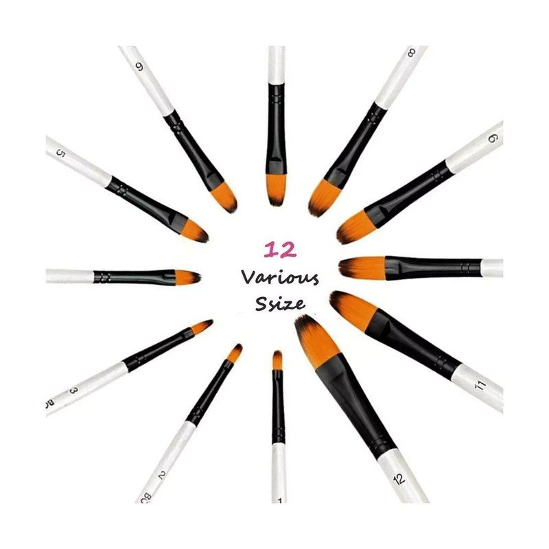 Filbert Paint Brushes Set 12 Pcs Sizes Soft Nylon Tips Ergonomic Wooden Handles gallery