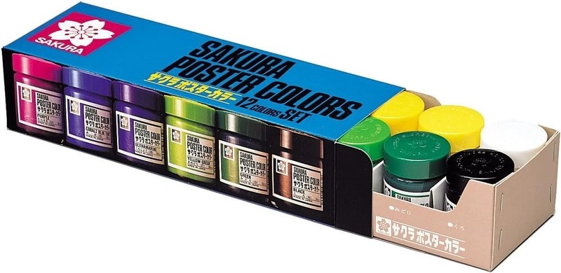 Sakura Poster Color Set PW12 Kurepasu 30ml 12 Color Set .