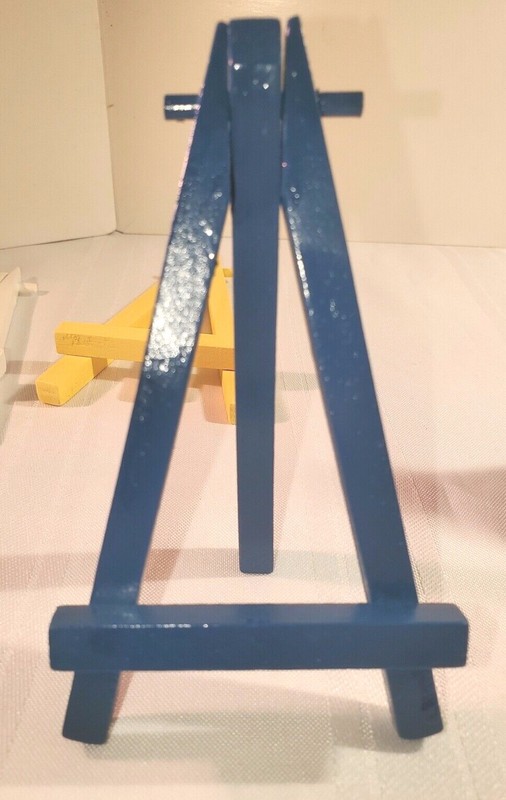 NAVY BLUE Hand Painted Wood Mini Easel 5″ Tall for ATC ACEO Cards, BUY 1 OR MORE