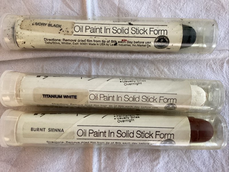Shiva Artists Oil Paint Stick by Delta White, Black, Sienna 3 Sticks