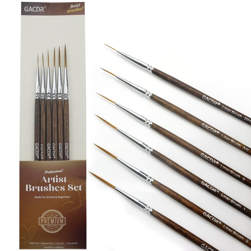 Rigger Liner Brushes, 6 Pcs Extra Long Fine Tip Paint Brush Set Script Pinstr…