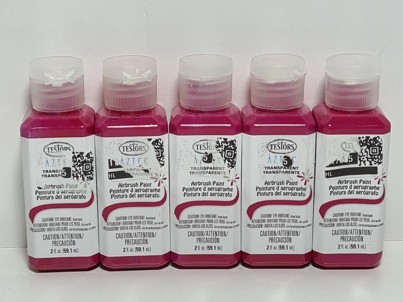 TESTORS AZTEK Airbrush Paint Water Based Acrylic Transparent Rose 2 oz x5 NEW