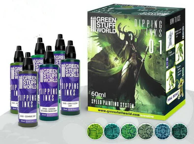 Green Stuff World Paint Set 11693 – Dipping Ink Contrast Paint Collection 01