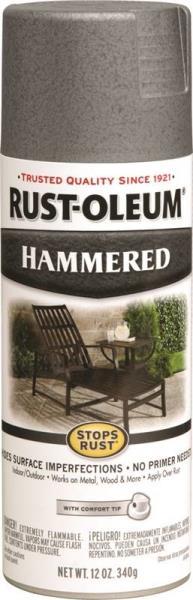 NEW RUSTOLEUM 7214-830 12 OZ SPRAY HAMMERED STOPS RUST GRAY PAINT 6238364