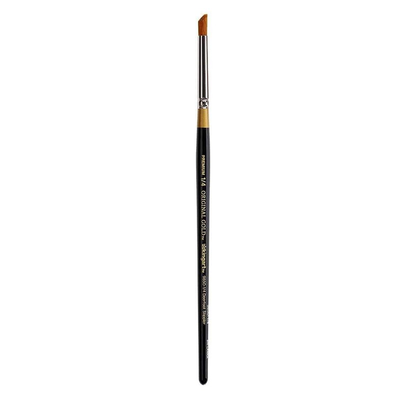 KINGART Original 9850 Series,Golden Taklon Deerfoot Stippler,Size 1/4,Black/Gold