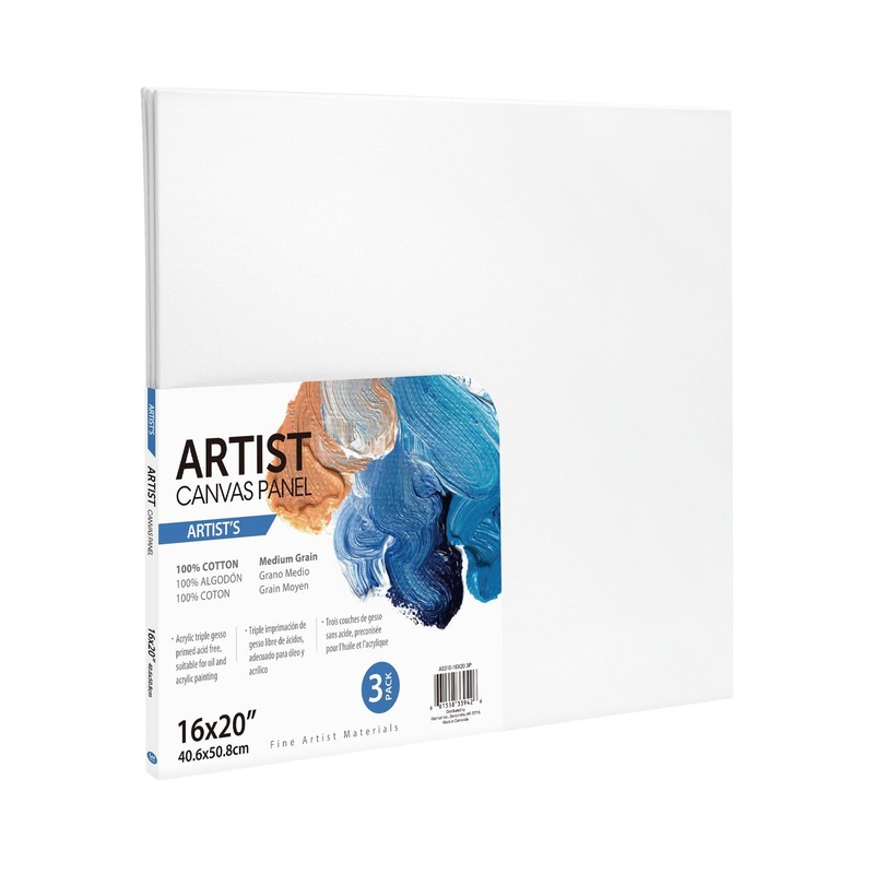 Artist Canvas Panel – 16″X20″ 100% Cotton Acid-Free,3 Deluxe Pieces,For Art Pros