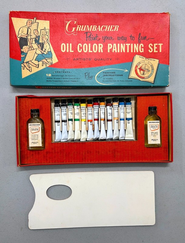 Vintage 1960’s Grumbacher Artists Oil Color Paint Set #321 Original Box