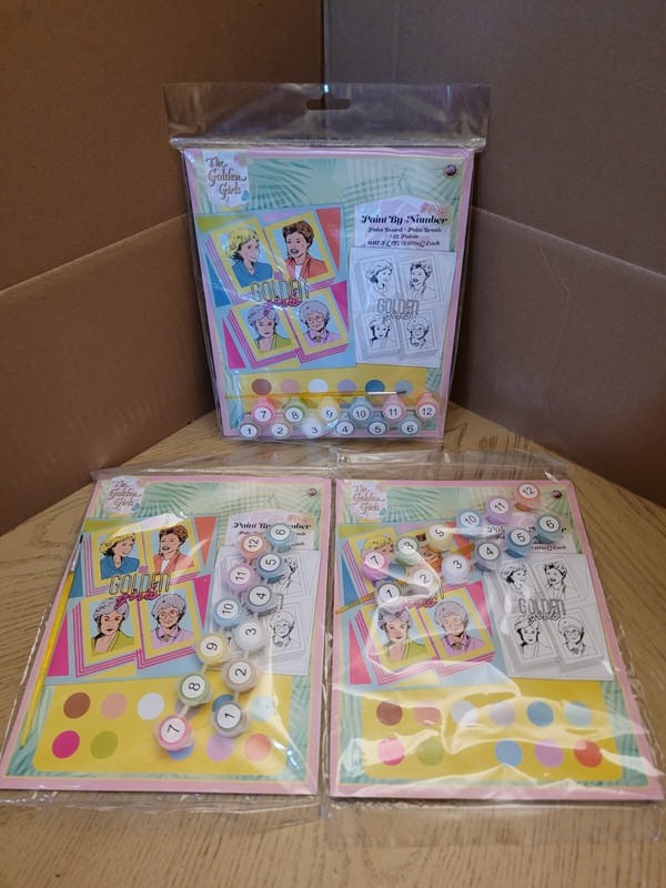 Set of (3) The Golden Girls TV Show Paint By Numbers Board Set Brush 12 Colors