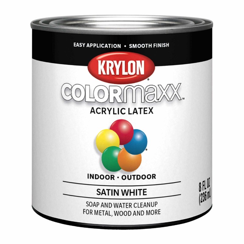 Krylon K05615007 COLORmaxx Acrylic Latex Brush On 8 Fl Oz (Pack of 1), White