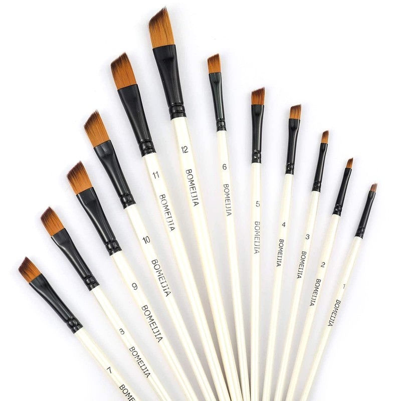 Angular Paint Brushes Nylon Hair Angled Watercolor Pait Brush Set for Acrylics W
