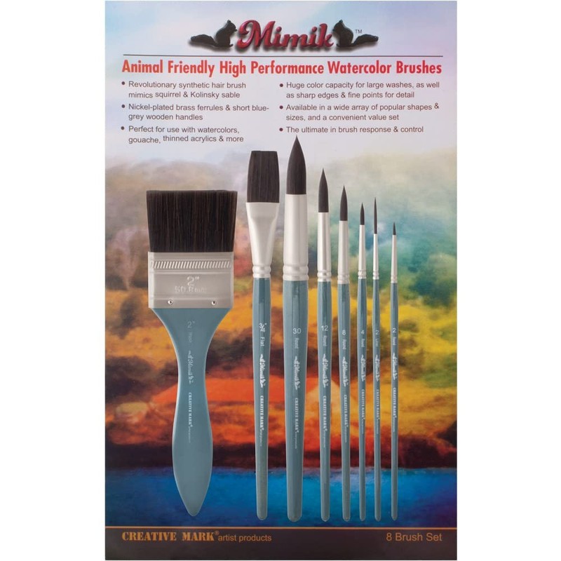 Mimik Professional Watercolor Brushes Synthetic Squirrel Hair Assorted Size Set